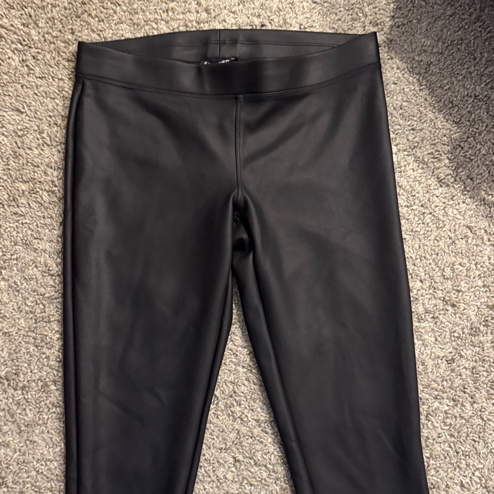 Express Black Faux Leather Pants - Picture 2 of 4